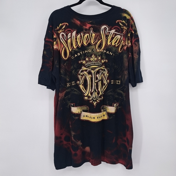 Affliction X Jenco Y2K Streetwear Silver‎ Star Graffiti Tattoo Art T Shirt XXL - Picture 3 of 6